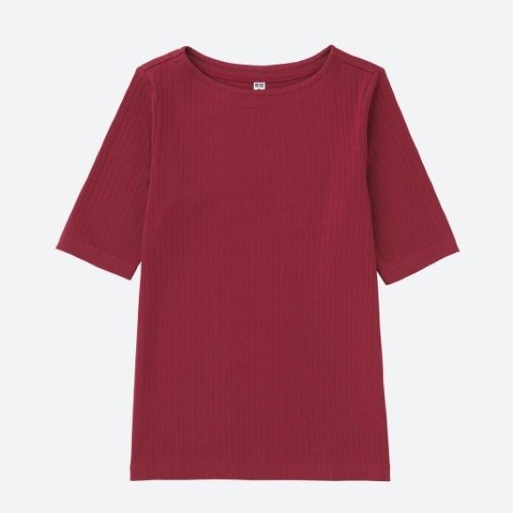 Uniqlo Tops - Uniqlo Ribbed Boat Neck Half Sleeve Shirt
